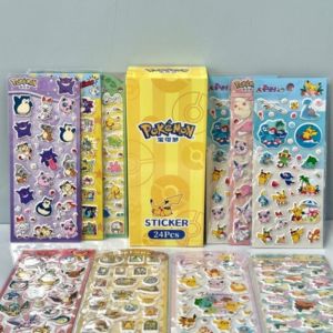Bandai | Genuine Pokemon Puffy Foam Stickers Anime Cartoon Pikachu Eevee 3D Decals for Girls Gifts Scrapbooking Phone Notebook Decor