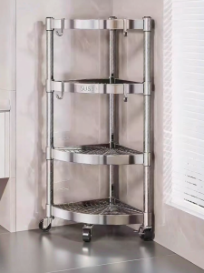B&W | Heavy-duty 304 Stainless Steel Corner Bathroom Storage Rack