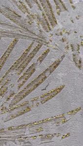 Wallpaper Dinding Daun Siluet Abstrak Glitter Mewah Putih Silver Cream Gold Nude