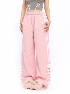 Gray Casual Straight Leg Wide Leg Pants Womens American Drapey Floor-Length Loose Sports Parachute Workwear Trousers