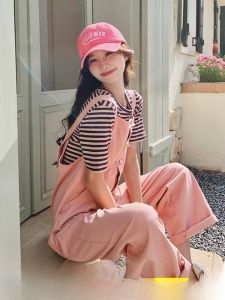 กางเกงยีนส์ทรงหลวมเอวสูงสีชมพูสไตล์ย้อนยุคสำหรับผู้หญิง กางเกงขายาวทรงหลวมสไตล์วิทยาลัยสำหรับฤดูร้อนปี 2025