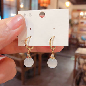 Elegant Simple Pearl Cats Eye Stone Ear Cuff Earrings Womens Fashion Trend 2024 Alloy Silver Gold Plated Jewelry Accessories