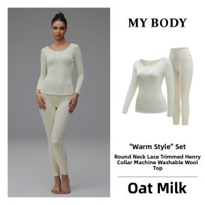 Mybody | Henley Lace Edge Wool Underwear Set
