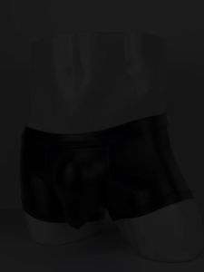 Mens PU Boxers U Pouch Trunks Underwear Men Breathable G-String Faux Leather Backless Underpants