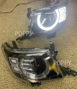 ไฟหน้า ไฟหน้าแต่ง โปร เจ็คเตอร์ โคมดำ โตโยต้า วีโก้แชมป์ ลาย ตัว U LED ไฟเลี้ยววิ่งTOYOTA VIGO CHAMP ปี 2011 2012