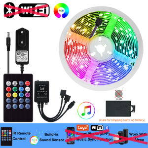 WiFi LED Strip Lights 5-30M 220V 110V RGB 5050 Tape Lamp Alexa Bluetooth Rgb Led Lights Strips Christmas Decoration Lights