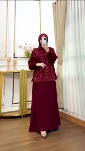 Naura Dress Matt Ceruty Apk Brukat Size XL Dress Kondangan Wanita Terbaru 2025 Kekinian Murah Viral