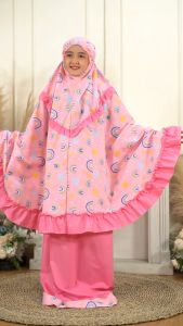 MUKENA ANAK KATUN RAINBOW PINK (TAS SAJADAH)