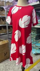 Váy Hoạt Hình Nhiệt Đới Cho Bé Gái Váy Họa Tiết Lá Đỏ Dễ Thương Trang Phục Hawaii Váy Dài Đến Đầu Gối Với Tay Áo Bay Bổng Cho Mùa Hè 3-10 Tuổi