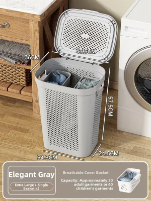 Large Capacity Laundry Hamper for Bathroom Home Use Vintage European Style Storage Basket for Dirty Clothes Bathroom Organizer