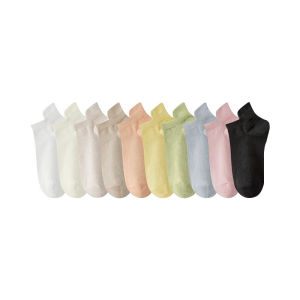 BizHome ถุงเท้าผู้หญิงผ้าฝ้าย ถุงเท้าซ่อนซับเหงื่อ กระชับแน่นไม่หลุดง่าย Boat socks