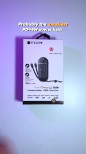 Mazer Powerbank (10KmAh/15KmAh 35W/45W) Power Bank with USB C / Lightning Cable Fast Charging Portable Charger