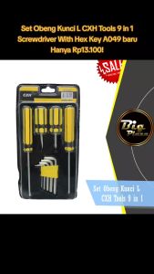 9 in 1 Obeng Set Minus Plus Cebol Panjang Pendek Kunci L CXH Tools Screwdriver With Hex Key Set