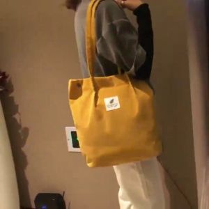 TB077 - Tas Tote Bag Wanita Korea Bahan Conduroy Premium Import Selempang Totebag Cewek Kuliah Kerja Grosir Murah