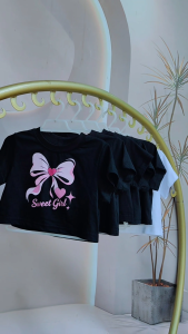 Korean Style Crop Top for Girls Summer Fashion OOTD Cotton T-shirt Crop Top for Kids age 3-12 years old