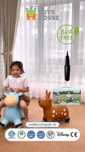 Thú nhún bơm hơi cho bé hình hà mã Toyshouse Cao su 6P dày dặn đàn hồi tốt Hàng chính hãng lật  đật