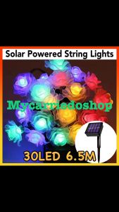 Rose Flower String Lights Solar Powered Waterproof 6.5m 30 LED Lights Garden Party Table Indoor Bedroom Decoration