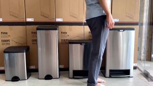 Thùng rác Fitis PREMIUM NHẤN VUÔNG LỚN(22L-24*29*72cn)( 🎁  SÁP THƠM)