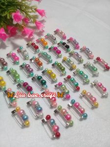 [ COD ] isi 4pcs/Bros dagu hijab mutiara imitasi warna pelangi 🌈