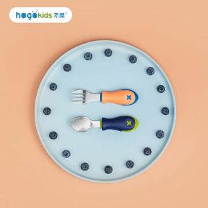 Hogokids Baby Fork and Spoon Set with  Case Baby Training Utensils Self Feeding Toddler  Stainless Steel
