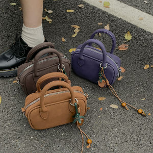 2025 New Autumn Winter Suede Leather Handbag Office Small Crossbody Square Bag Bowling Bag for Youth Casual Single Shoulder