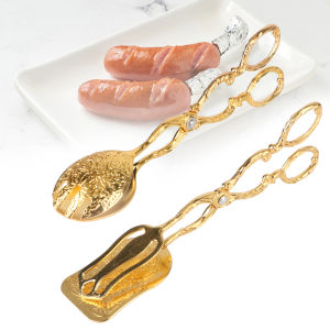 Snack Cake Clip Baking Barbecue Tool Fruit Salad Cake Clip Vintage style Gold-plated Buffet Food Tong Salad Pastry Clamp
