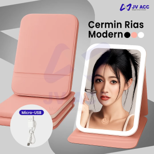 NVN-PM05 PORTABLE MIRROR CERMIN RIAS LAMPU LED DAPAT DI LIPAT UNTUK MAKE UP DAN DANDAN