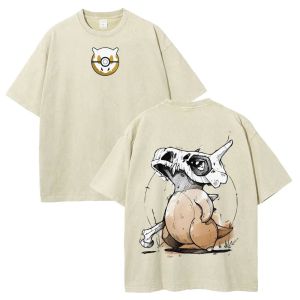 Unsiex Oversized Vintage Washed Pokemon Graphic T Shirt Man Women Anime Short Sleeve Tee Summer 2026 Streetwear Casual Tops Y2k