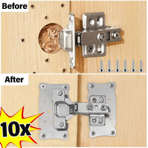 2/5/10Pcs Cabinet Hinge Repair Plate Kit Stainless Steel Door Hinge Mounting Plate With Holes For Home Kitchen Cupboard Furniture