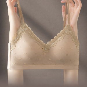 Push-up Gathered Bra No Underwire Comfortable Breast Lifting Anti-Sagging Side Support Lace French Style