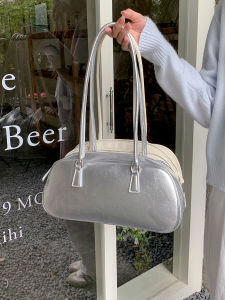 Casual Silver Womens Handbag 2025 Korean Style Ballet Style Handbag Versatile Underarm Bag Dootaofcat Brand PU Leather Shoulder Bag