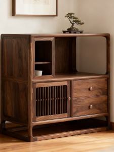 New 2025 North American Black Walnut Square Sideboard Storage Cabinet Living Room Dining Room Zen Style Bookcase Sòng Shì Aesthetic