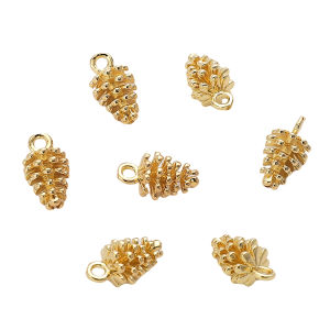 7x13mm 1pc/bag 14K Gold Plating Alloy Metal Pinecone Charms Pendant For DIY Necklace Jewelry Making Accessories