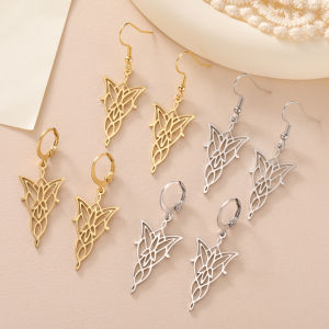 The Lord of the Rings Pendant Earrings Stainless Steel Elf Princess Sacred Geometry Pendant Retro Earrings Jewelry Gifts