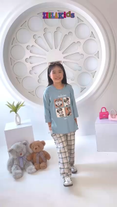 One set anak perempuan Mickey Mouse celana katun kotak-kotak / Setelan zielakids anak perempuan karakter Mickey Mouse untuk usia 4 tahun sampai 13 tahun terbaru