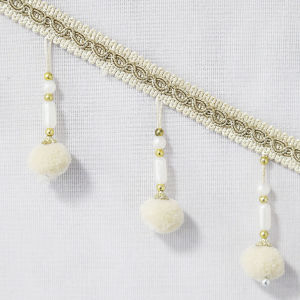 2M Multi-Color Pom Pom & Beaded Curtain Trim Luxury 3D Pendant Lace Ribbon for Home Textile DIY