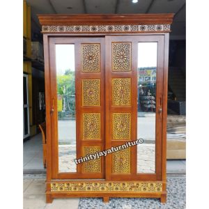 Lemari Pakaian 2 Pintu Sliding Jumbo Kayu Jati Jepara/trinityjayafurniture