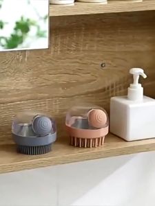 Sisir Sikat Pijat Silicone/Sisir Keramas Anti Ketombe/Sikat Sisir Pembersih Kulit Kepala Sisir Keramas Dengan Wadah Shampo Scalp Silicone Comb