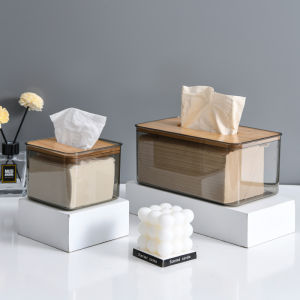 Dejavu Tempat Tisu Kotak Tisu Kayu Transparan Kotak Tissue Kamar Mandi Dapur Tempat Tisue Organizer Modern HSB639