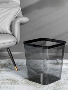 Large Capacity Transparent Trash Can for Home Use Living Room Kitchen Bedroom Bathroom Office Square Shape Plastic Storage Bin