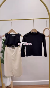 ชุดเด็ก 4 ชิ้น เสื้อผ้าร่องและกระโปรง ครบเซ็ตความน่ารัก น้ำหนัก 5-25กิโล รหัสBOB95