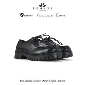 Giày nam da bò cao cấp The Classic Chunky Derby Loafer LeMans Đế Cao Su chunky cao 5cm Bảo hành chính hãng 24 tháng