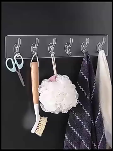 Gantungan Dinding Tempel 6 Cantolan Tempelan Dinding Transparan Multifungsi