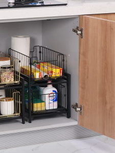 SG Stock Under Sink 2-Tier Sliding Drawer Organizer - Bathroom & Cabinet Space-Saving Pull-Out Shelf Kitchen Storage