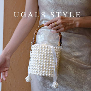 UGALS | Handmade Beaded Tote Bag With Pearl Wooden Handle And Bamboo