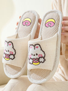 Retro Silent Womens Slippers Cotton Linen Indoor Anti-Slip Soft Bottom Wooden Floor Home Couple Indoor Slippers Comfortable Wear