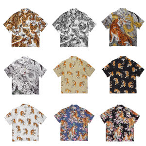 Wacko Maria 23ss New Casual Loose Hawaiian Tiger Full Series Printed Short Sleeve Couple Shirt