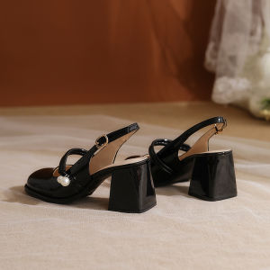 ภาษาฝรั่งเศสคำแมรี่เจนรองเท้าแตะกว้างพอดีรองเท้าส้นสูงแฟชั่นรองเท้าแบบสวมแบบโลว์คัทรองเท้าผู้หญิงสบายระบายอากาศได้ดีรองเท้าฤดูร้อน