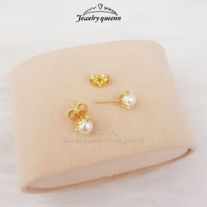Khuyên Tai Nữ Titan Mạ Vàng 24K Gắn Trái Châu Kiểu Dáng Thanh Lịch B13V2 | Jewelry Queenn
