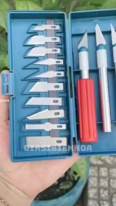 Bộ Dao Trổ 13 Lưỡi+ 3 Cán Dao Inox Chống Trơn Chuyên Dụng Khắc Tỉa Thủ Công